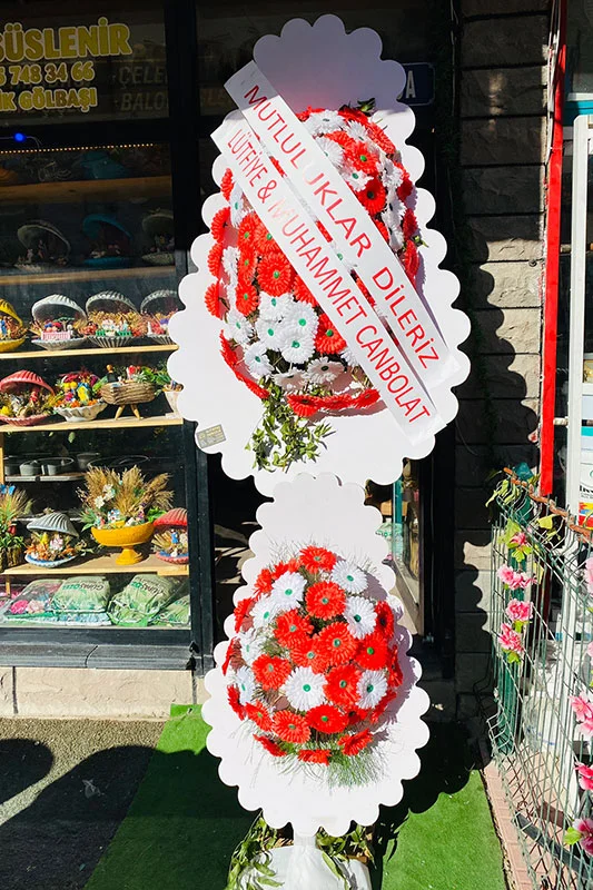 Çift Katlı Yapay Çiçekli Çelenk